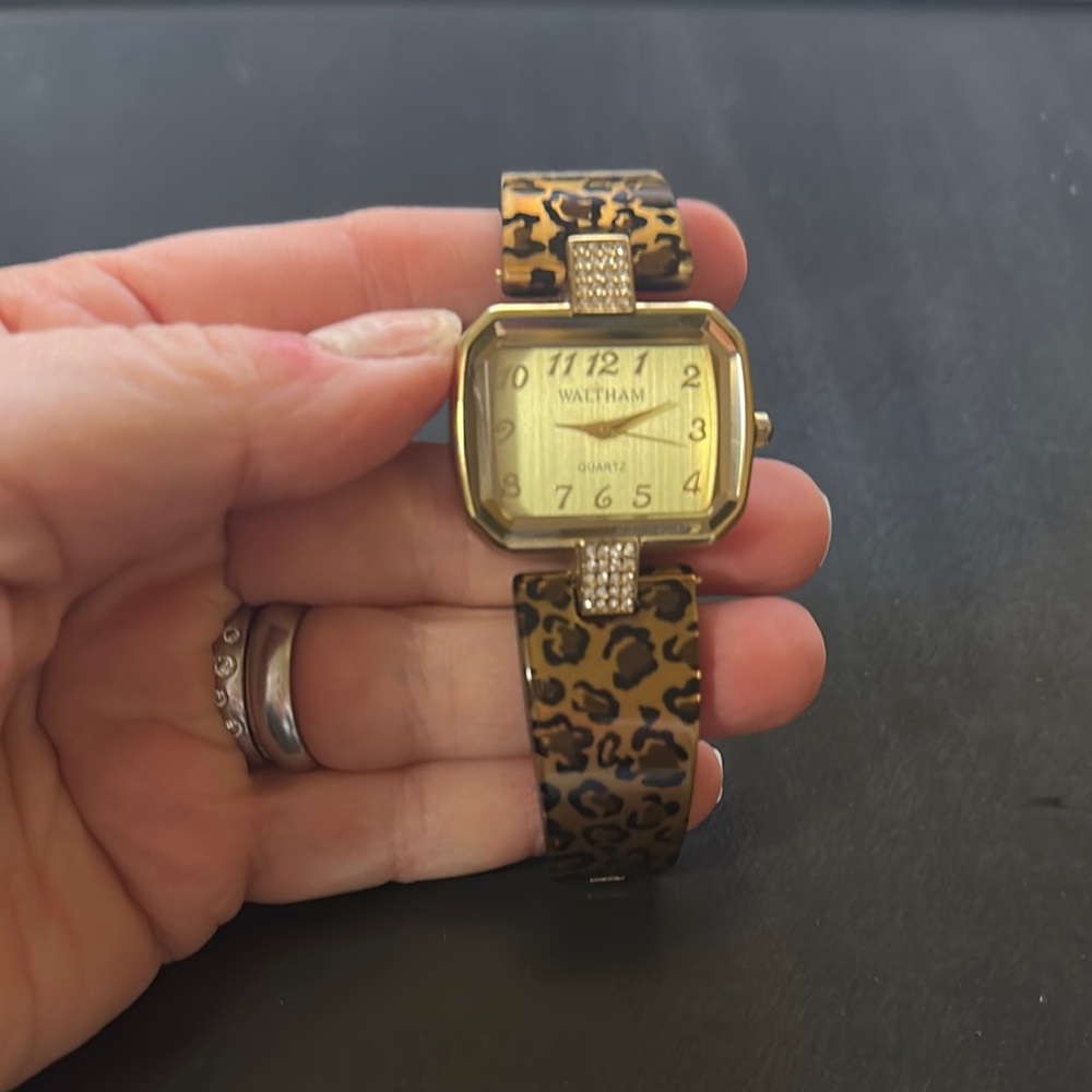 Gold and Brown Retro Square Face Watch